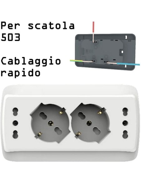 Kit 2 schuko 10/16A+2 bipasso 10/16A per scatola 503 - IMQ